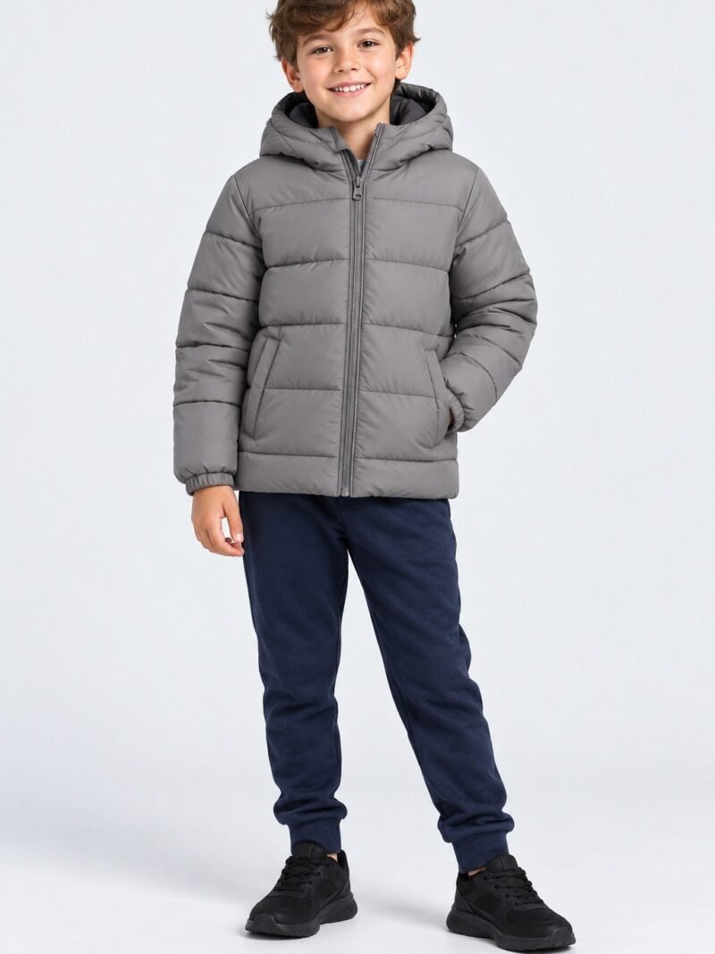 Kids Hooded Padded Jacket – Grey