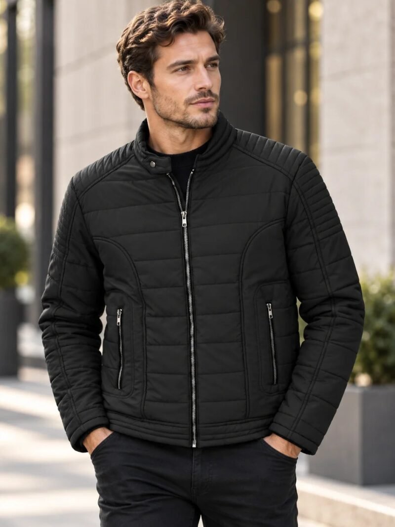 midnight quilted racer jacket