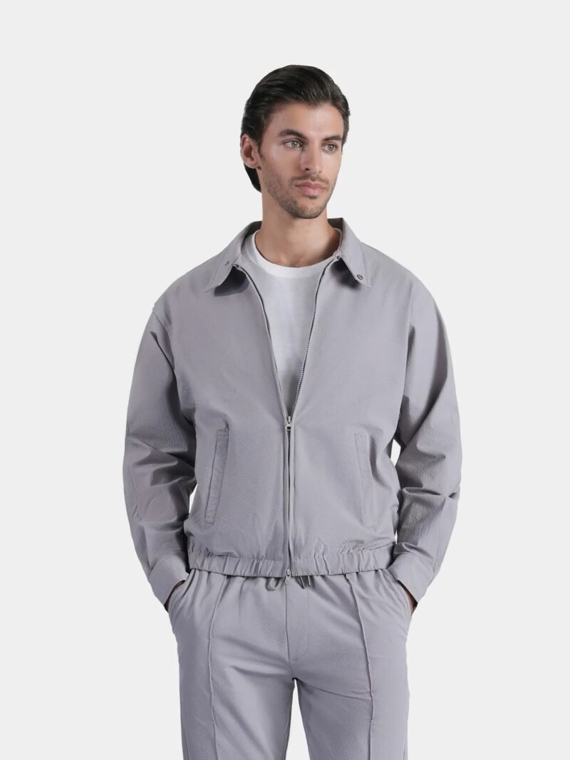 seersucker harrington jacket grey
